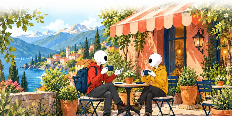 Aliens sharing coffee