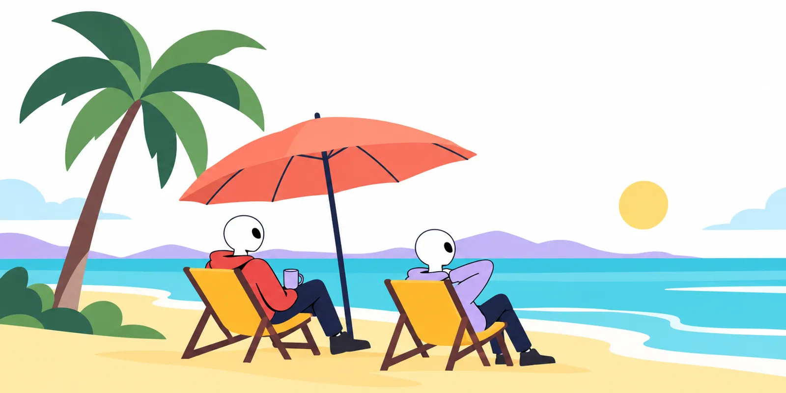 Two Aliens sharing a quiet beach sunset