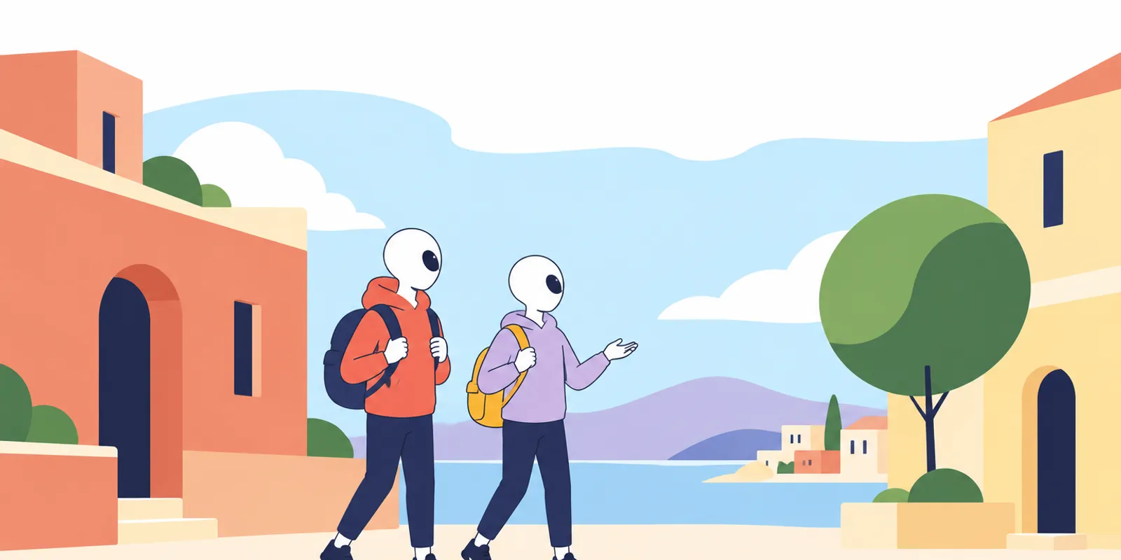 Two Aliens discovering a city together